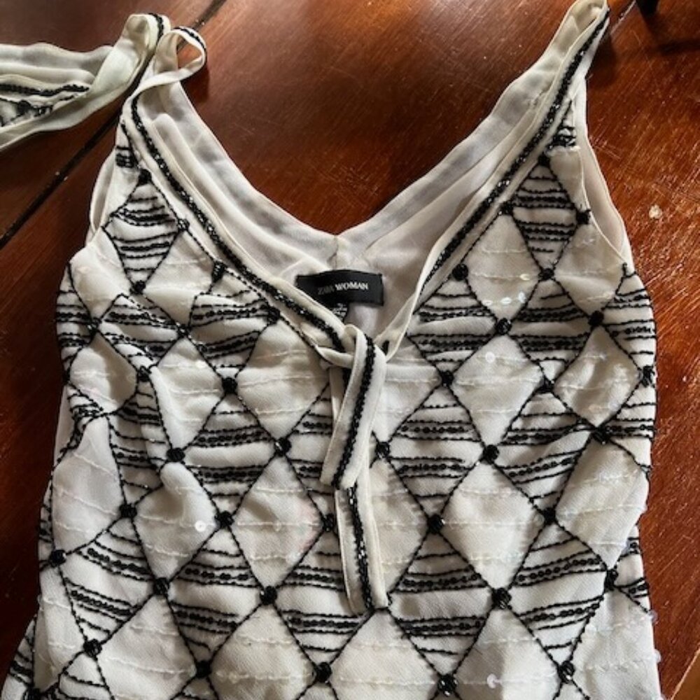 Zara Woman art deco sequined tank top